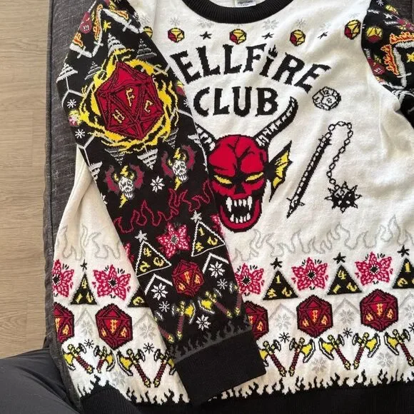 Netflix Stranger Things Hellfire Club Christmas Unisex Sweater, Size Large. - Picture 11 of 15